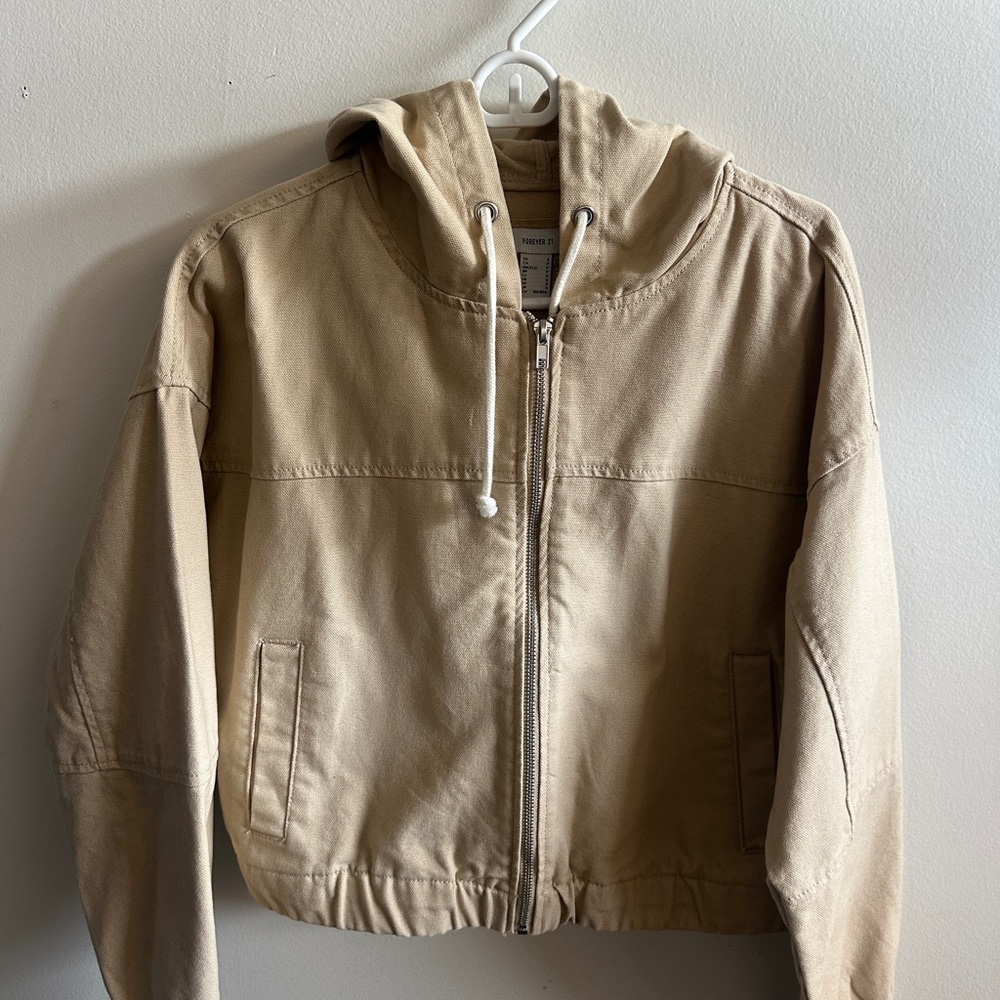 Forever 21 Beige Hooded Jacket